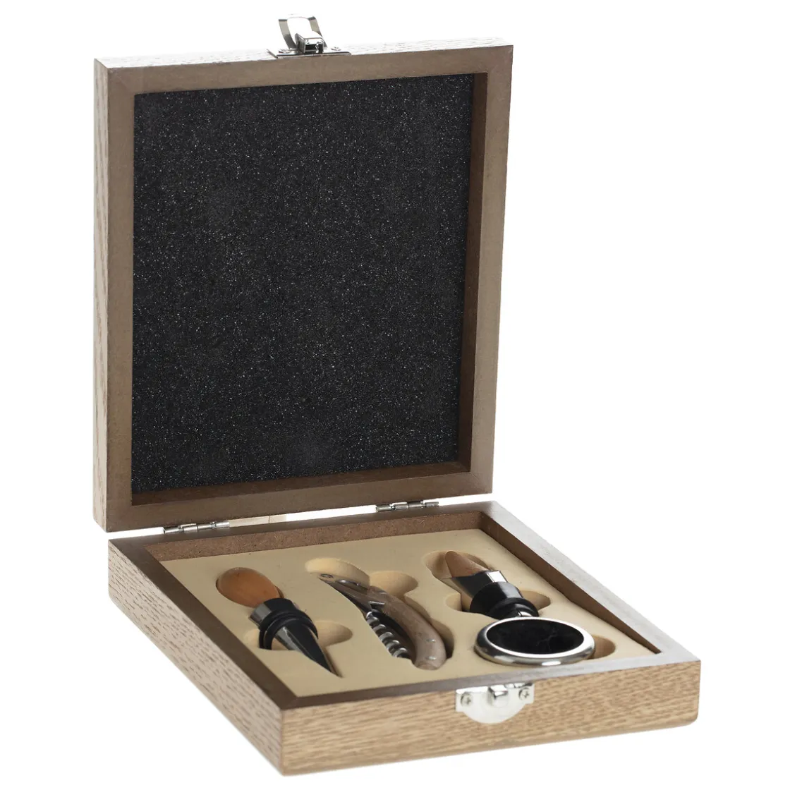 Accesorios De Bar>Juego Para Vino Con Caja De MDF Y 4 Piezas