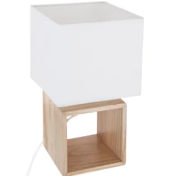atmosphera Lámparas De Mesa>Lámpara De Madera Cuadrada 18x18x32Cm