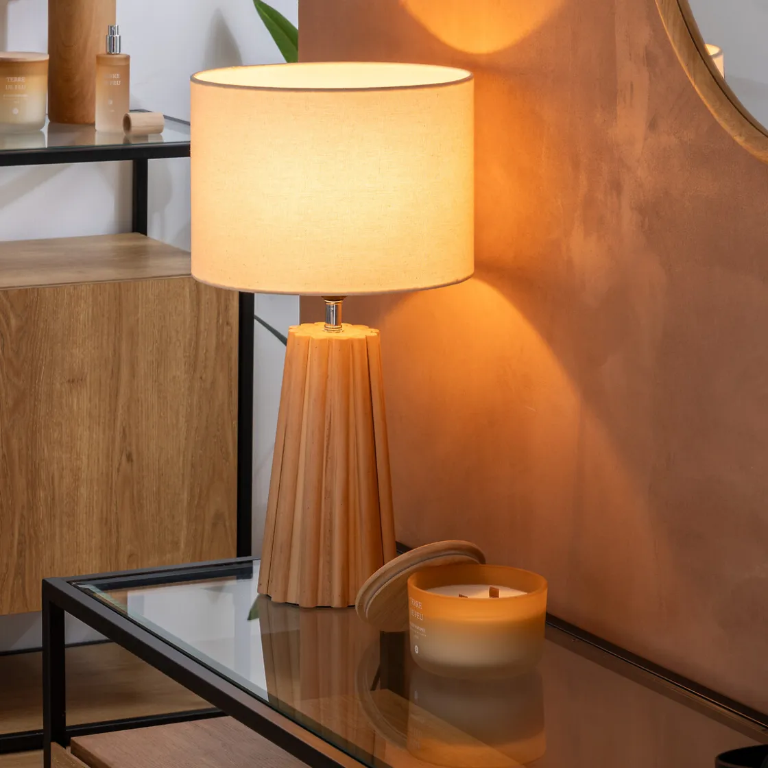 atmosphera Lámparas De Mesa>Lámpara de mesa ADON beige 53cm