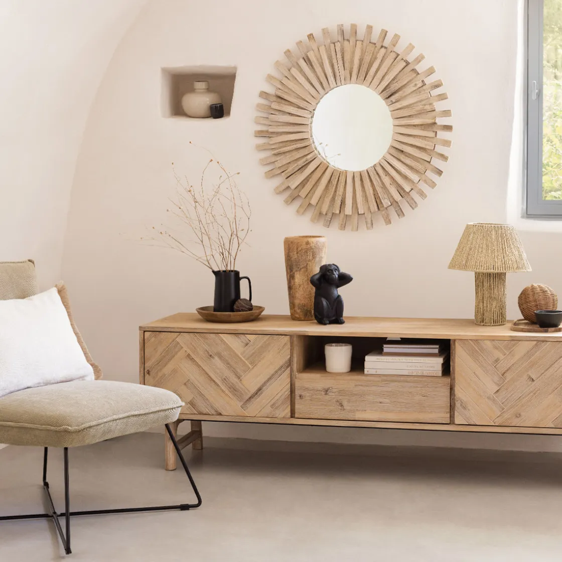 atmosphera Lámparas De Mesa>Lámpara De Mesa Adria Beige De Cuerda