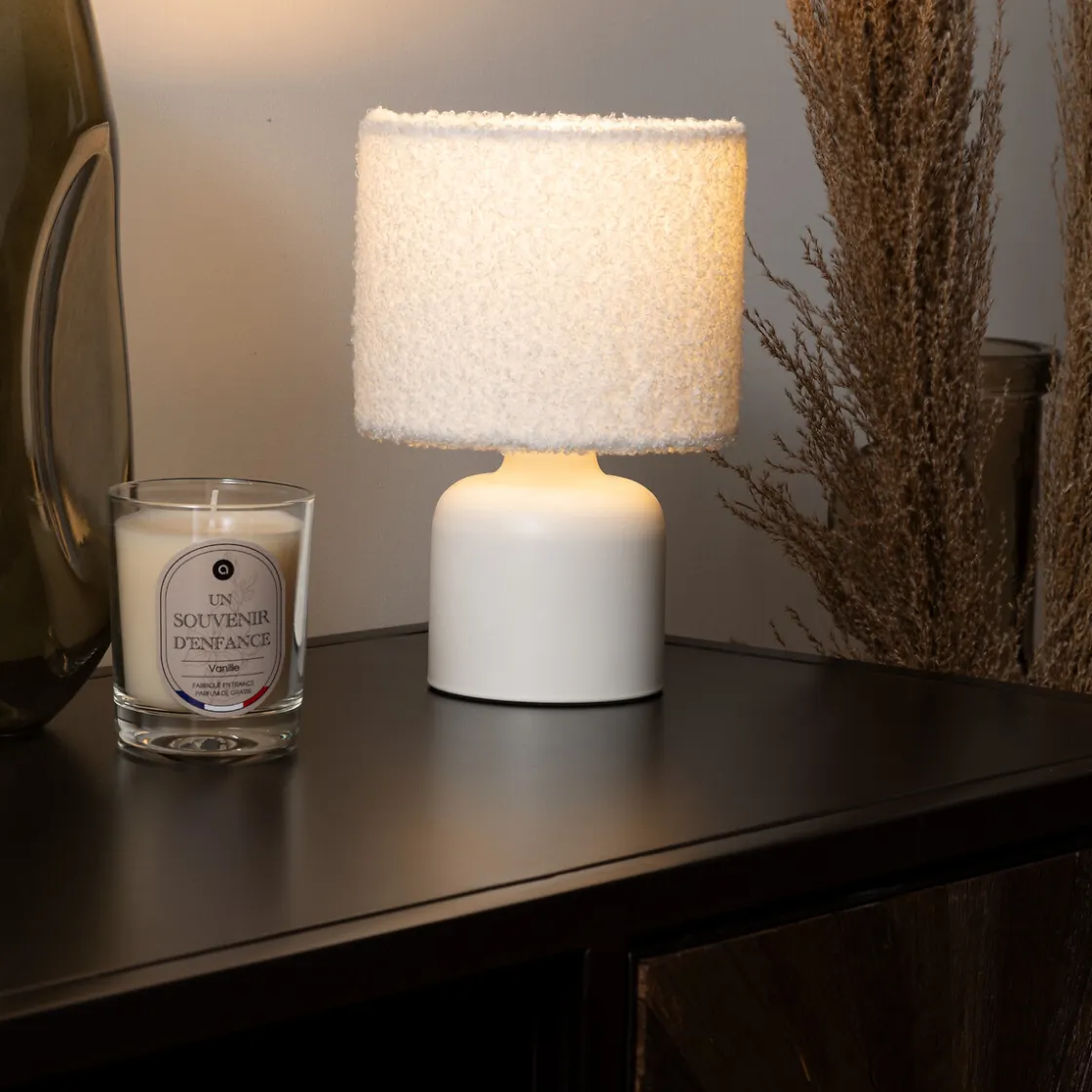 atmosphera Lámparas De Mesa|Estilo Étnico>Lámpara De Mesa Bona Con Pantalla De Piel Bouclé
