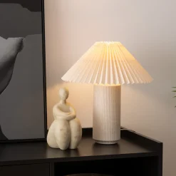 atmosphera Lámparas De Mesa|Estilo Oriental>Lámpara de mesa de cerámica blanca TALYA 38cm