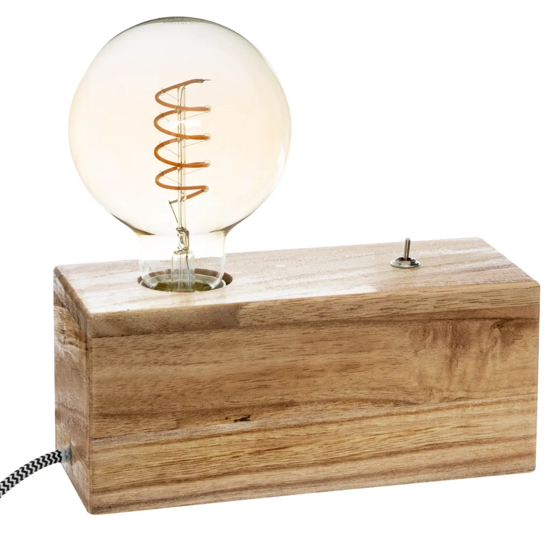 atmosphera Lámparas De Mesa|Estilo Industrial>Lámpara De Mesa De Madera 20x8.3x8.8Cm