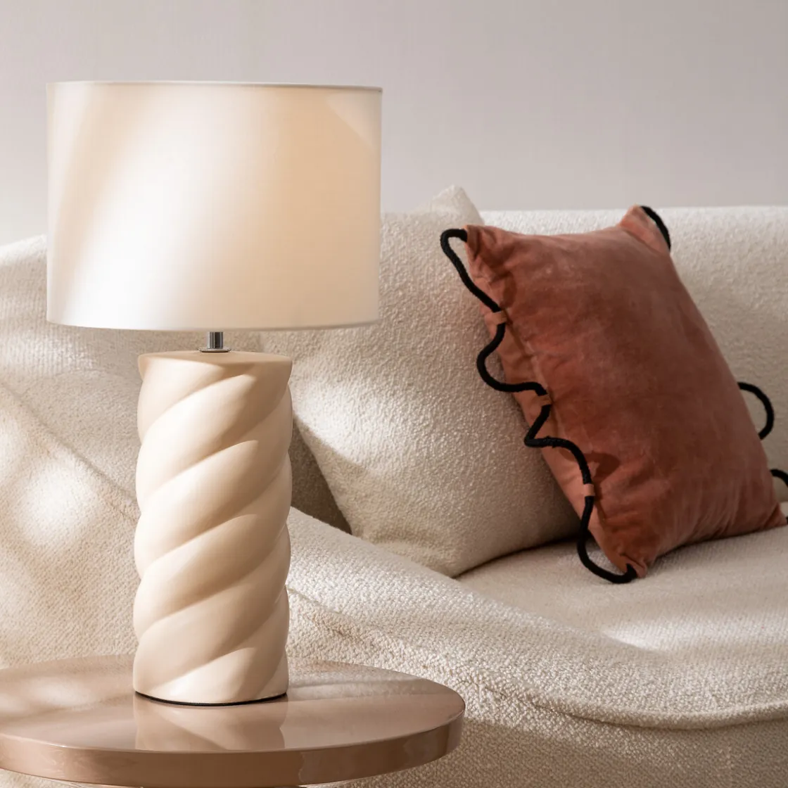 atmosphera Lámparas De Mesa|Estilo Rústico>Lámpara De Mesa Noly Beige De Cerámica