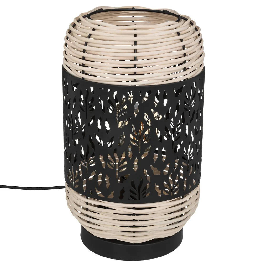 atmosphera Lámparas De Mesa>Lámpara De Mesa Ratán Y Metal 18x30Cm