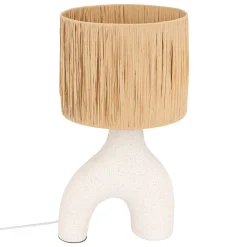 atmosphera Lámparas De Mesa|Estilo Étnico>Lámpara de mesa TANIA de cerámica y rafia