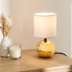 atmosphera Lámparas De Mesa|Estilo Contemporaneo>Lámpara De Mesa Timeo Dorada De Cerámica