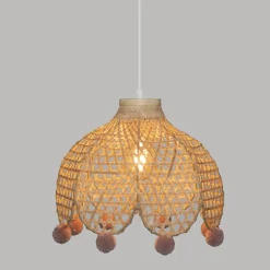 atmosphera4kids Iluminación>Lámpara De Techo Pomme Beige Bambú 28Cm