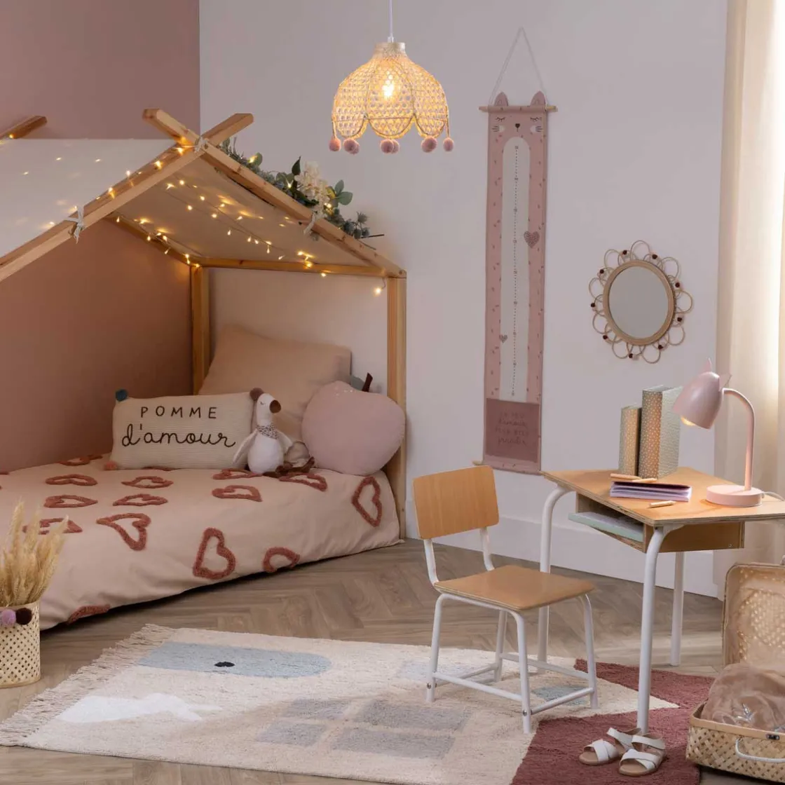 atmosphera4kids Iluminación>Lámpara De Techo Pomme Beige Bambú 28Cm