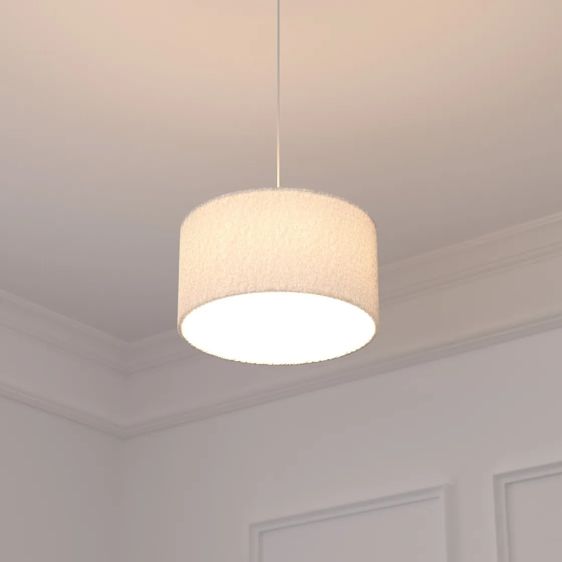atmosphera Lámparas De Techo|Estilo Étnico>Lámpara De Techo Tina Con Pantalla De Piel Bouclé