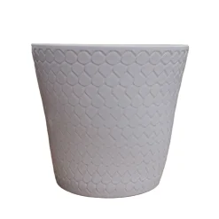 Complementos>Maceta Cerámica Blanca C/Diseño 32x28Cm