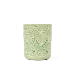 Jarrones Y Vasos>Maceta Cerámica Hojas Verdes 11x13.2Cm