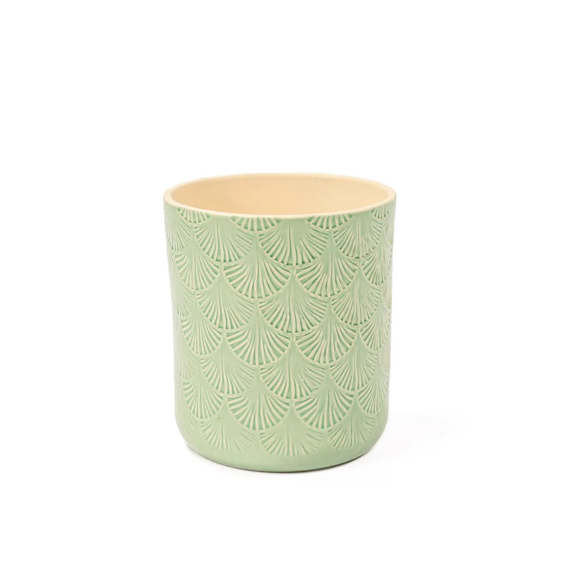 Jarrones Y Vasos>Maceta Cerámica Hojas Verdes 15x17.5Cm