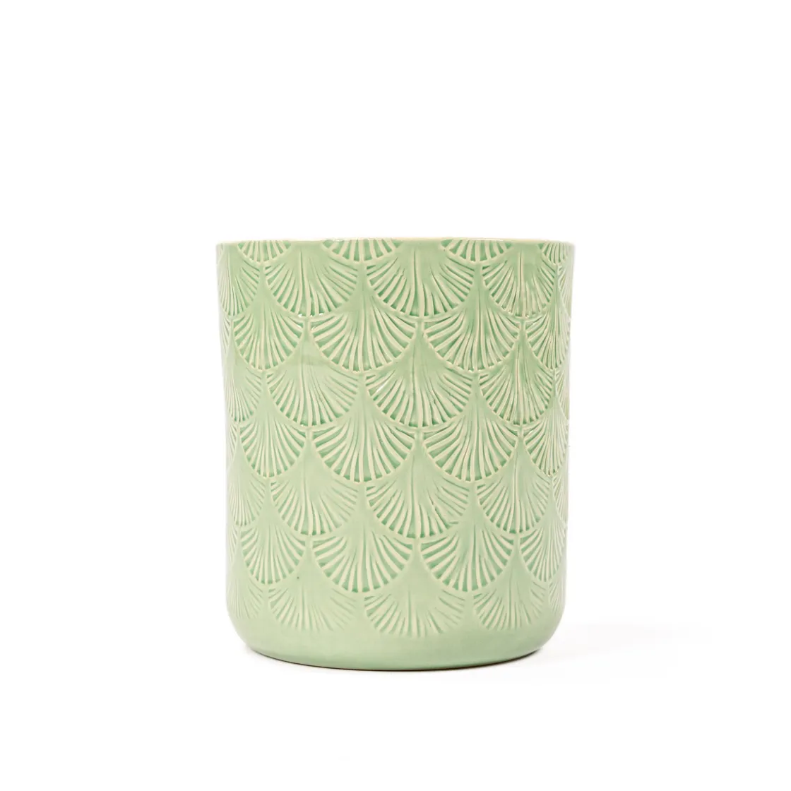 Jarrones Y Vasos>Maceta Cerámica Hojas Verdes 15x17.5Cm