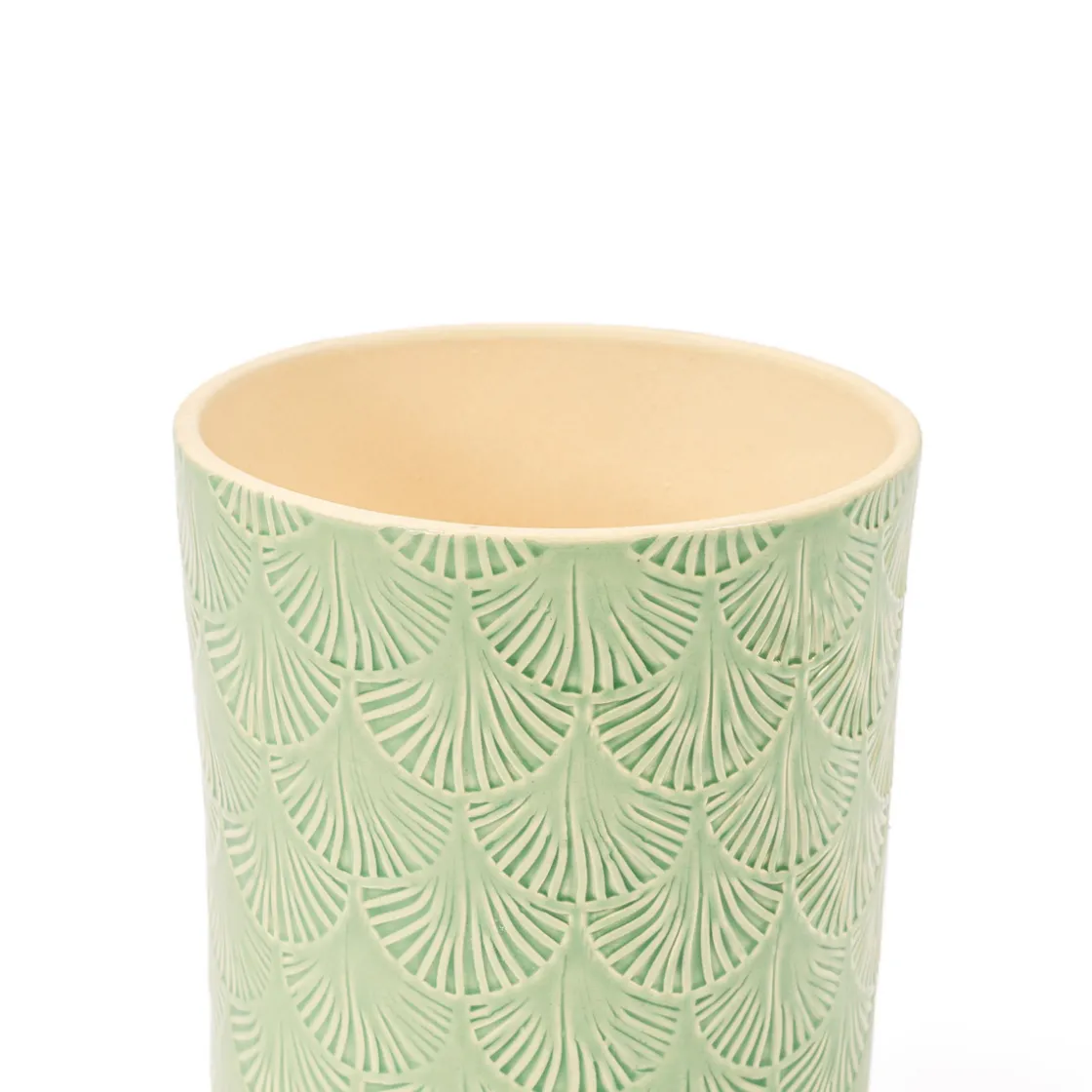 Jarrones Y Vasos>Maceta Cerámica Hojas Verdes 15x17.5Cm