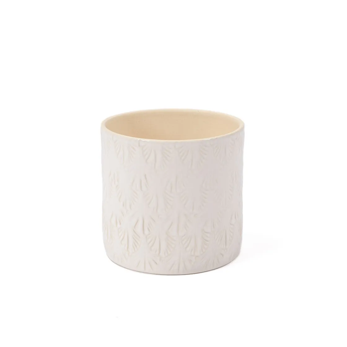 Jarrones Y Vasos>Maceta De Cerámica Blanca 14.5x12.8Cm