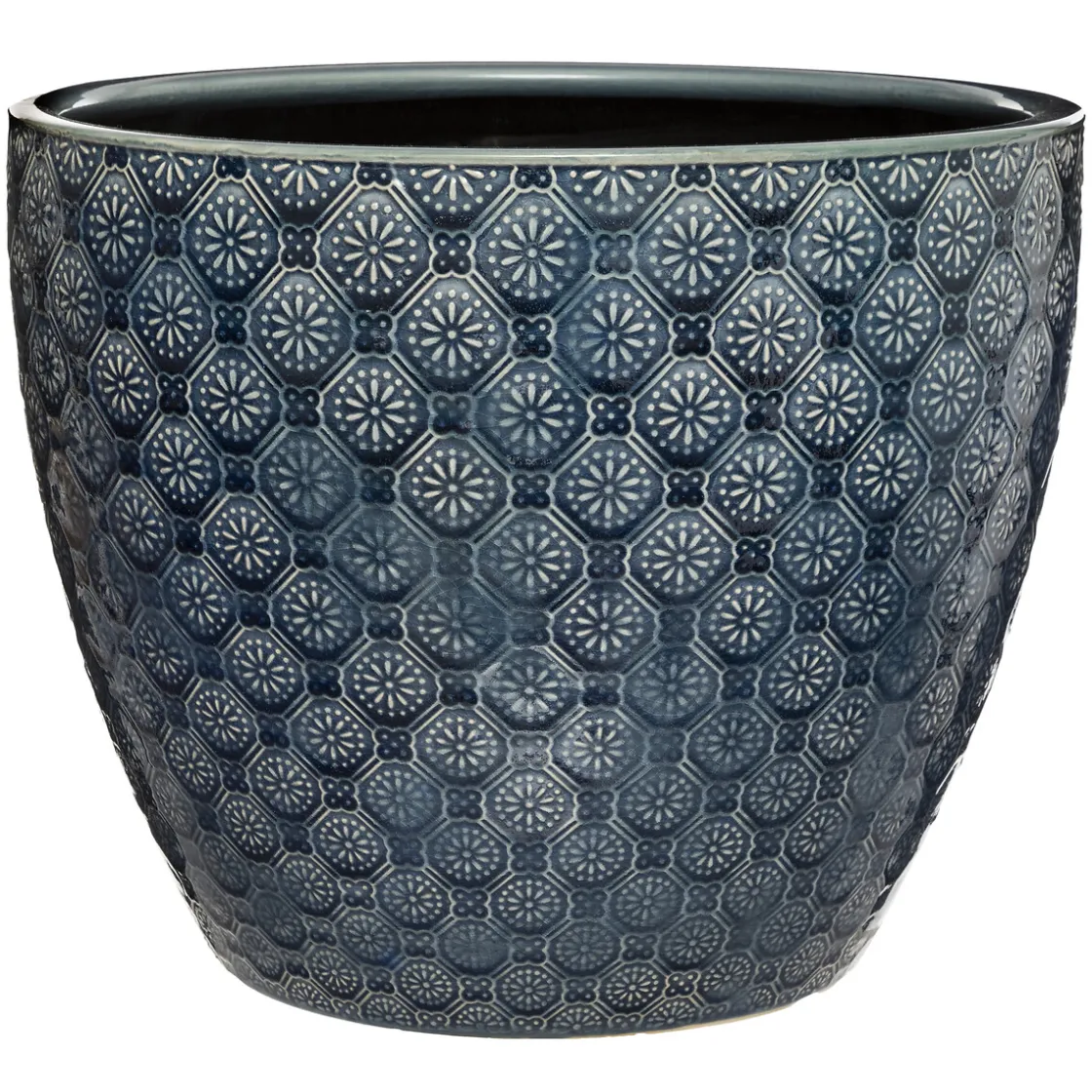atmosphera Jarrones Y Vasos|Estilo Rústico>Maceta De Cerámica Flor Azul 30x25Cm