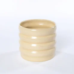 Jarrones Y Vasos>Maceta De Cerámica Ondulada Beige 12.9cm