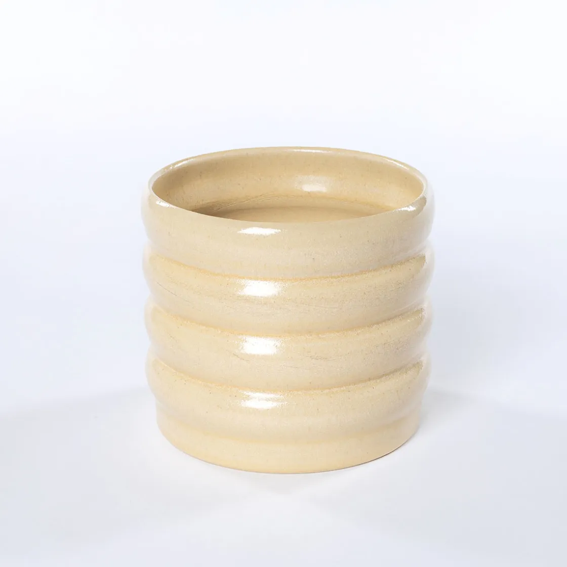 Jarrones Y Vasos>Maceta De Cerámica Ondulada Beige 12.9cm