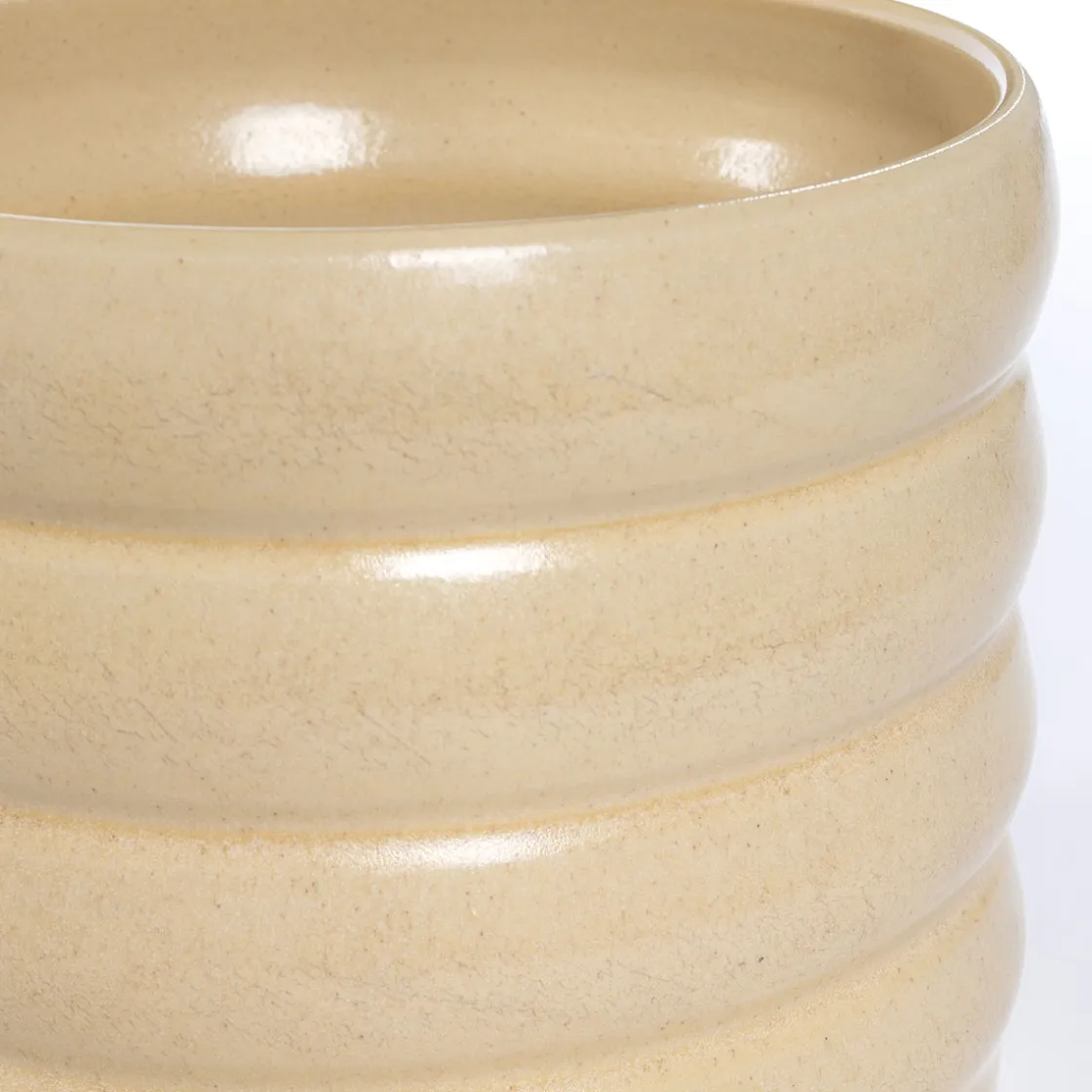 Jarrones Y Vasos>Maceta De Cerámica Ondulada Beige 12.9cm