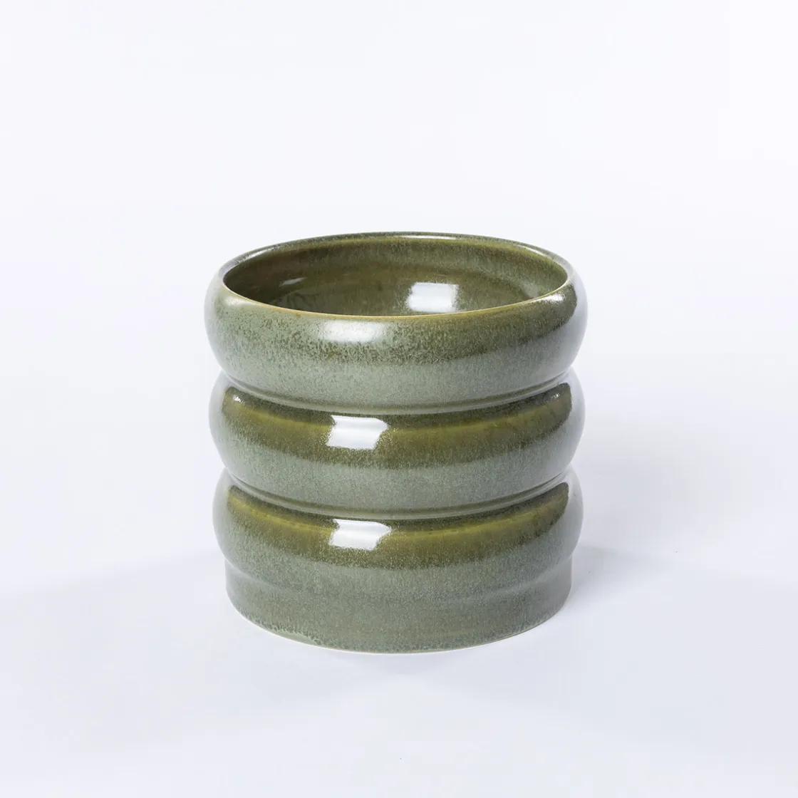 Jarrones Y Vasos>Maceta De Cerámica Ondulada Verde 12.9cm