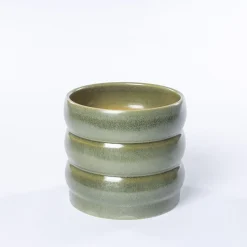 Jarrones Y Vasos>Maceta De Cerámica Ondulada Verde 16cm