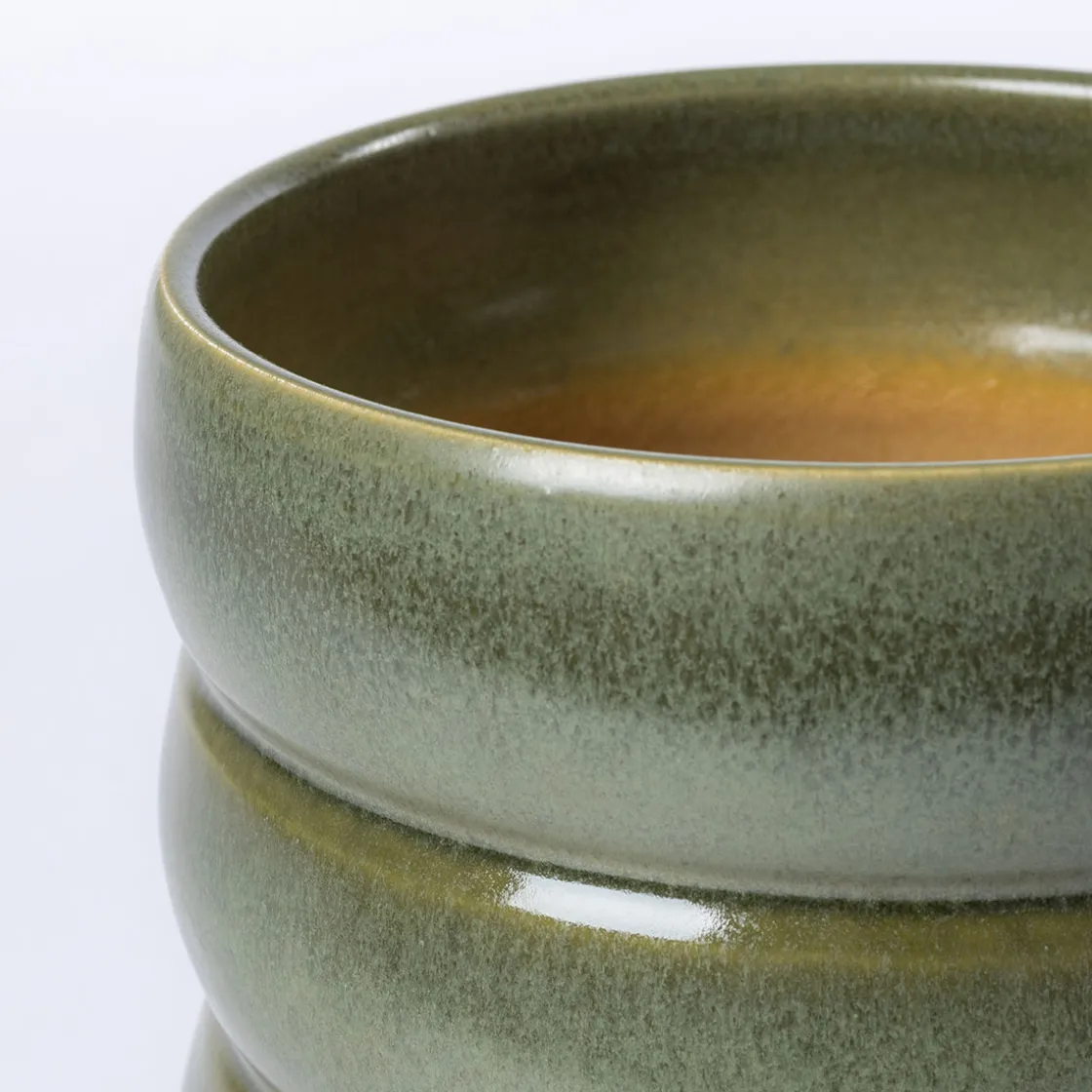 Jarrones Y Vasos>Maceta De Cerámica Ondulada Verde 16cm