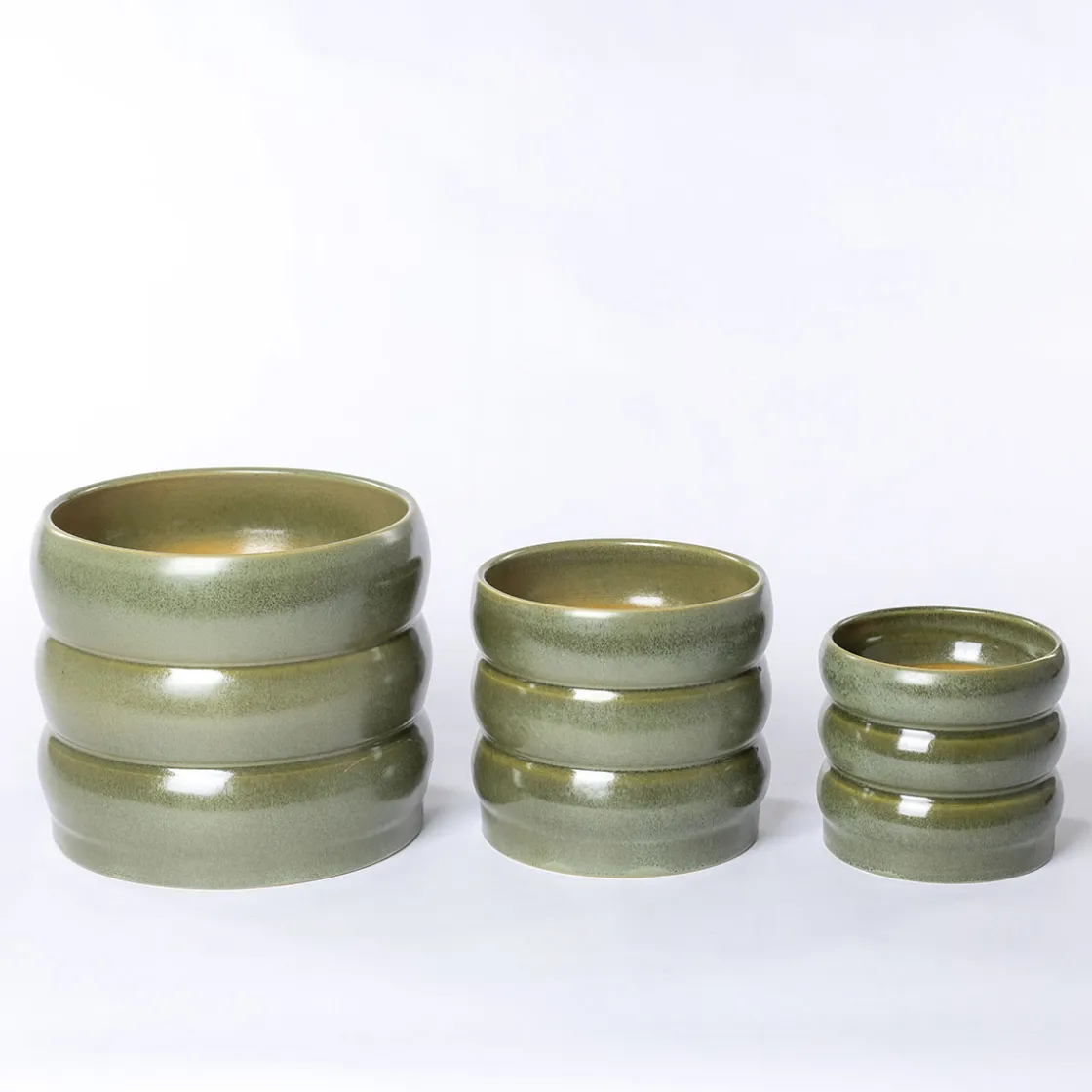 Jarrones Y Vasos>Maceta De Cerámica Ondulada Verde 16cm