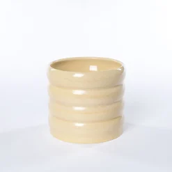 Jarrones Y Vasos>Maceta De Cerámica Ondulada Beige 16.5cm