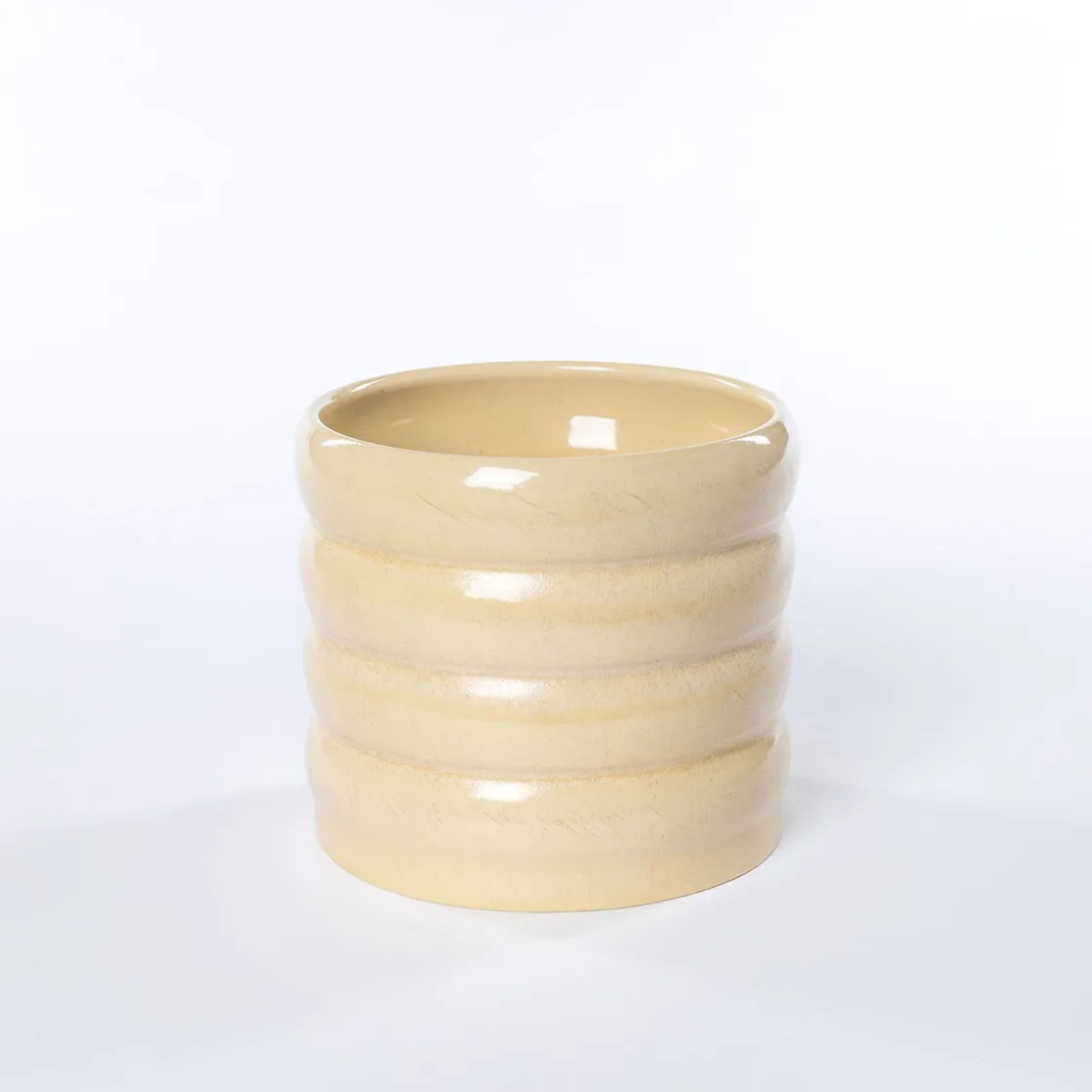 Jarrones Y Vasos>Maceta De Cerámica Ondulada Beige 16.5cm
