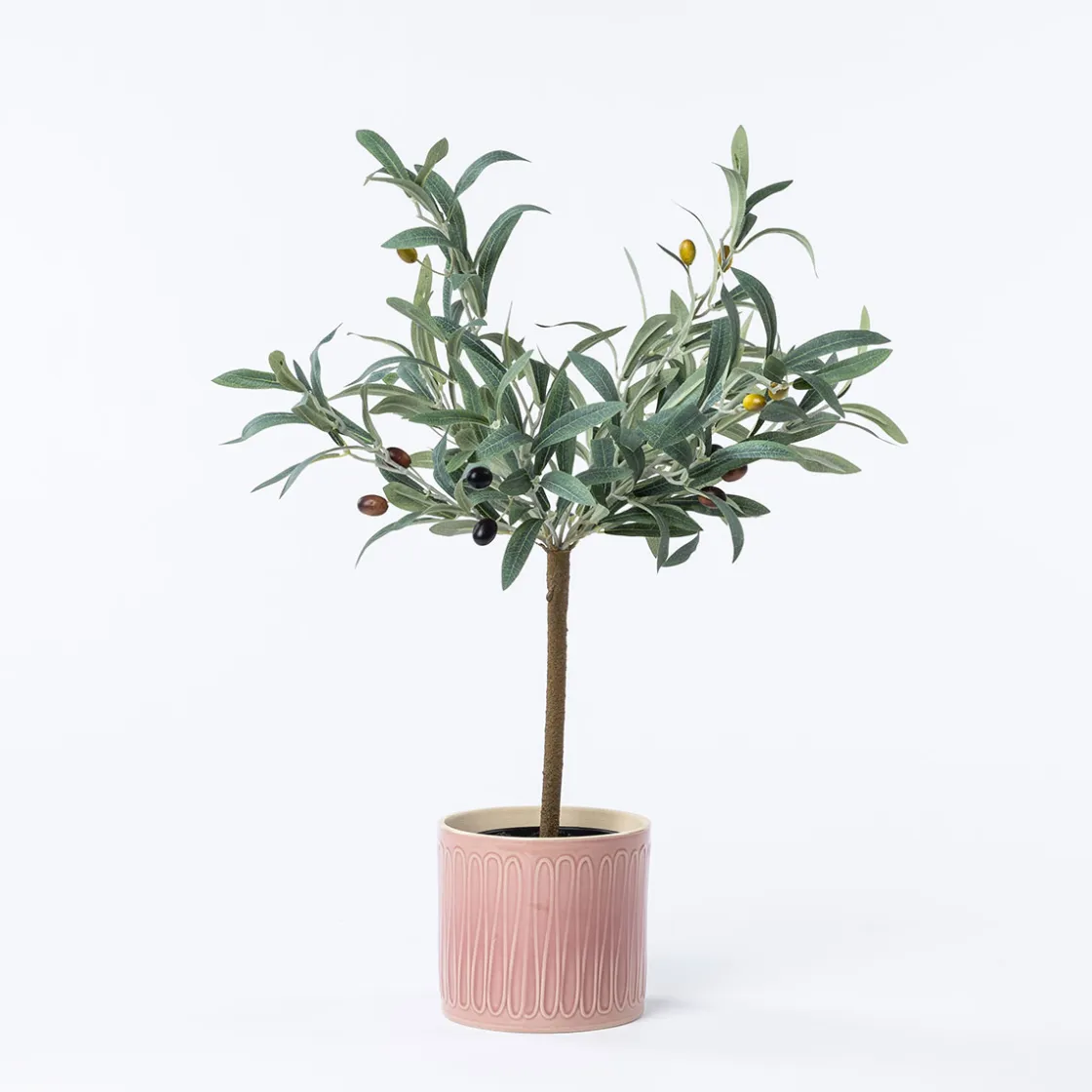 Jarrones Y Vasos|Estilo Rústico>Maceta De Cerámica Rosa De Rayas 14.5cm