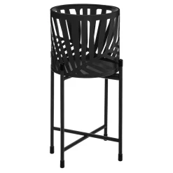 atmosphera Jarrones Y Vasos|Estilo Contemporaneo>Maceta Decorativa Con Hojas Metálica Con Soporte