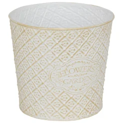 atmosphera Jarrones Y Vasos>Maceta TINO de hierro blanco 22cm