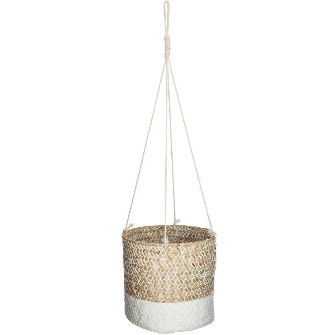 atmosphera Jarrones Y Vasos|Estilo Étnico>Macetero Colagante Etnik Blanco y Beige