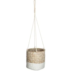 atmosphera Jarrones Y Vasos|Estilo Étnico>Macetero Colgante Etnik Blanco y Beige