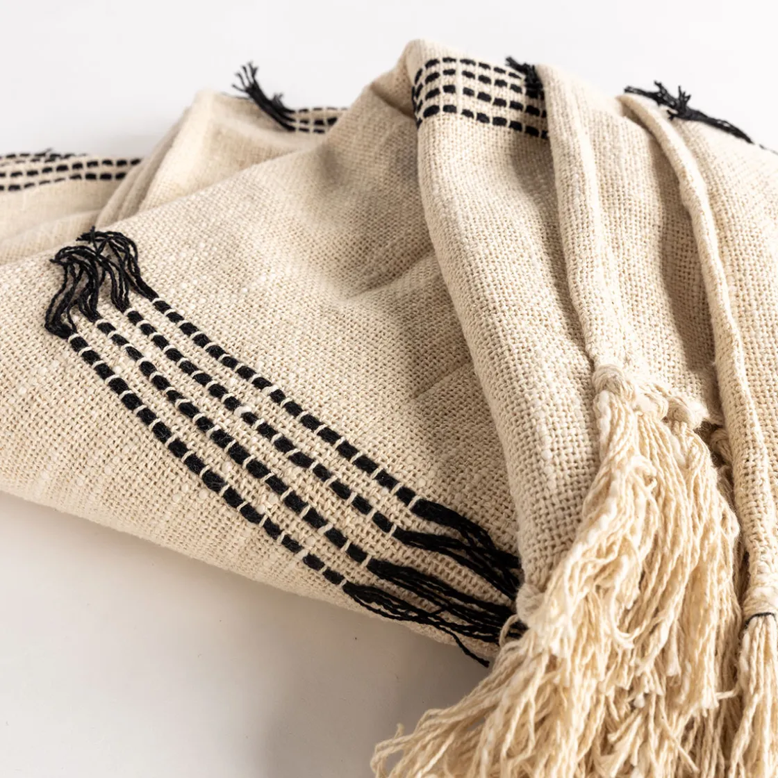 atmosphera Mantas>Manta beige con flecos 125x150cm
