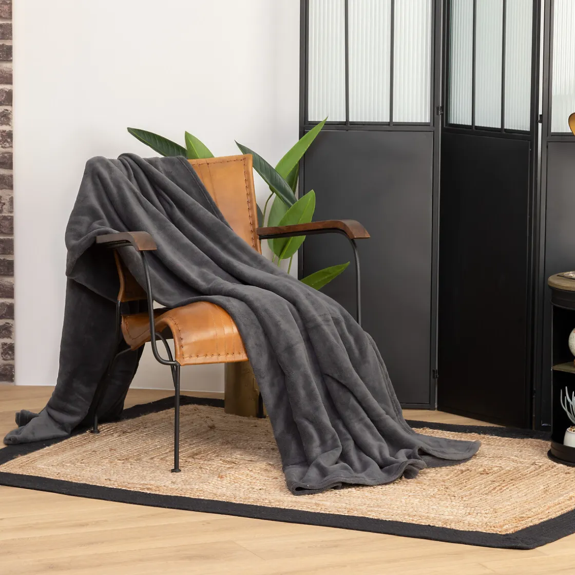 atmosphera Mantas>Manta Microfibra Gris Oscuro 180x230Cm
