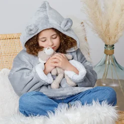 atmosphera4kids Téxtil>Manta Sudadera Capucha Oso Gris 60x95Cm