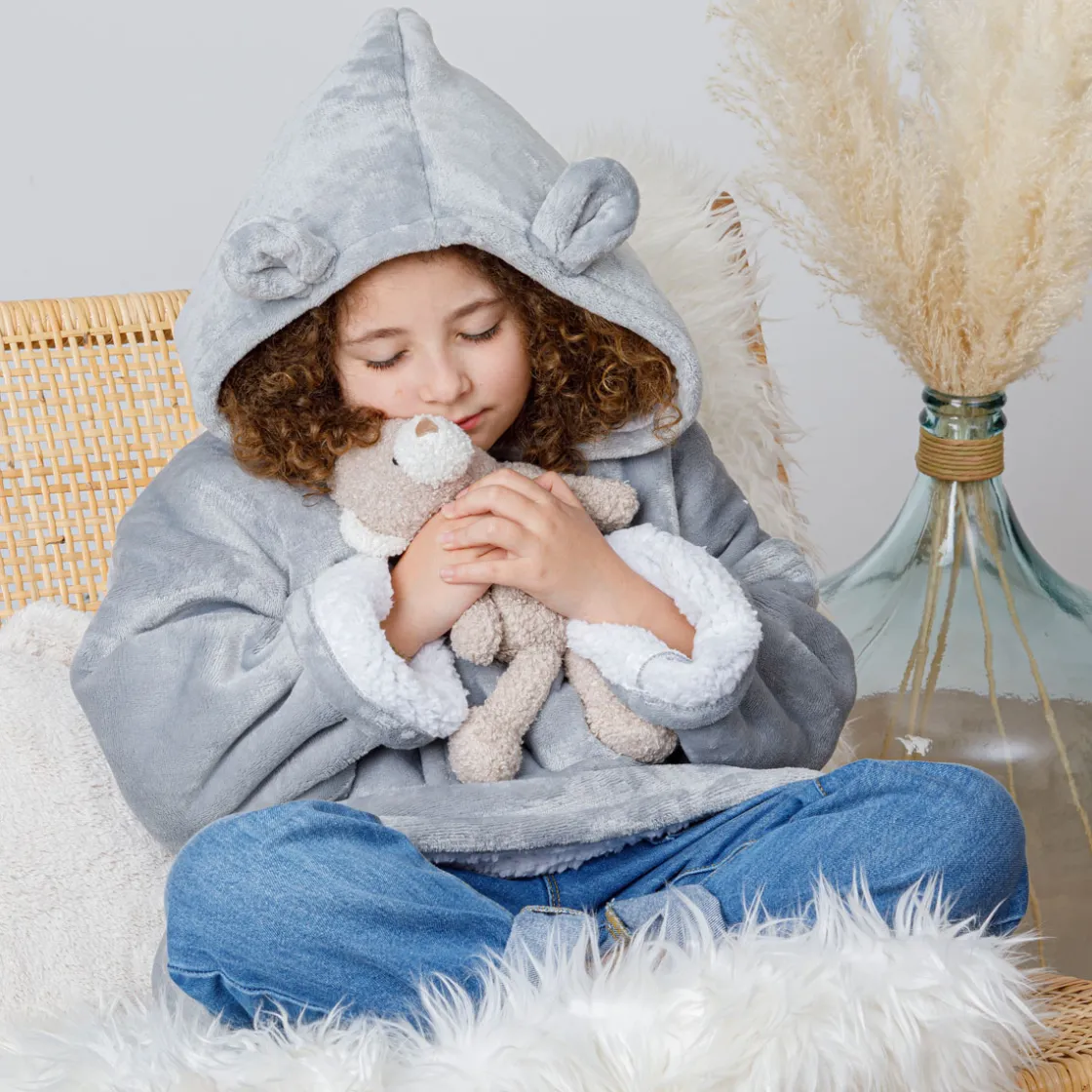 atmosphera4kids Téxtil>Manta Sudadera Capucha Oso Gris 60x95Cm