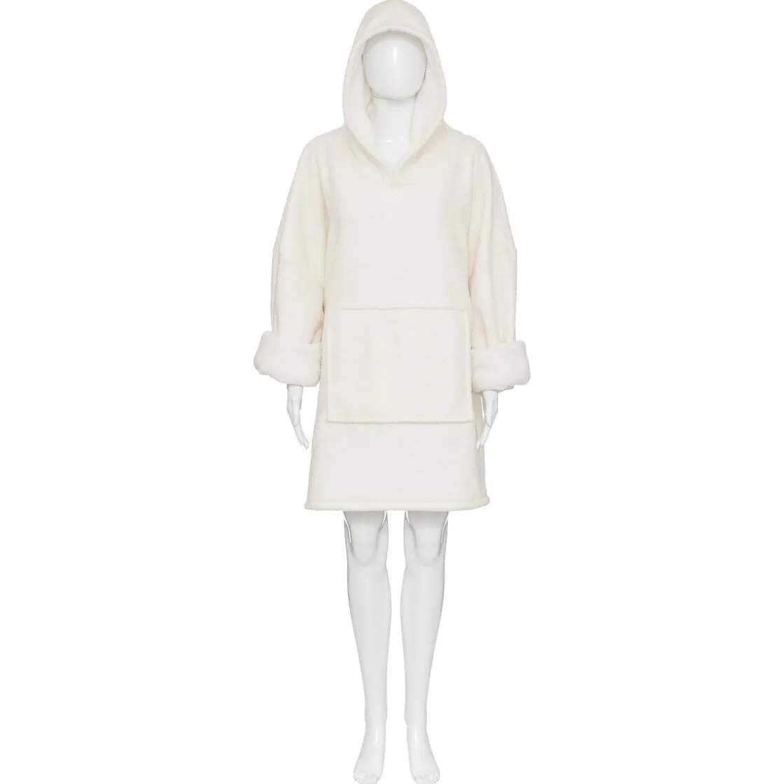 atmosphera Mantas>Manta Sudadera Con Capucha Bouclé Marfil