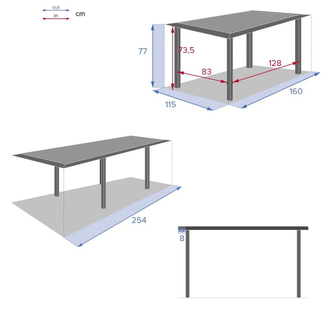 hespéride Mesas De Jardín>Mesa Allure Extensible Graphite De Aluminio