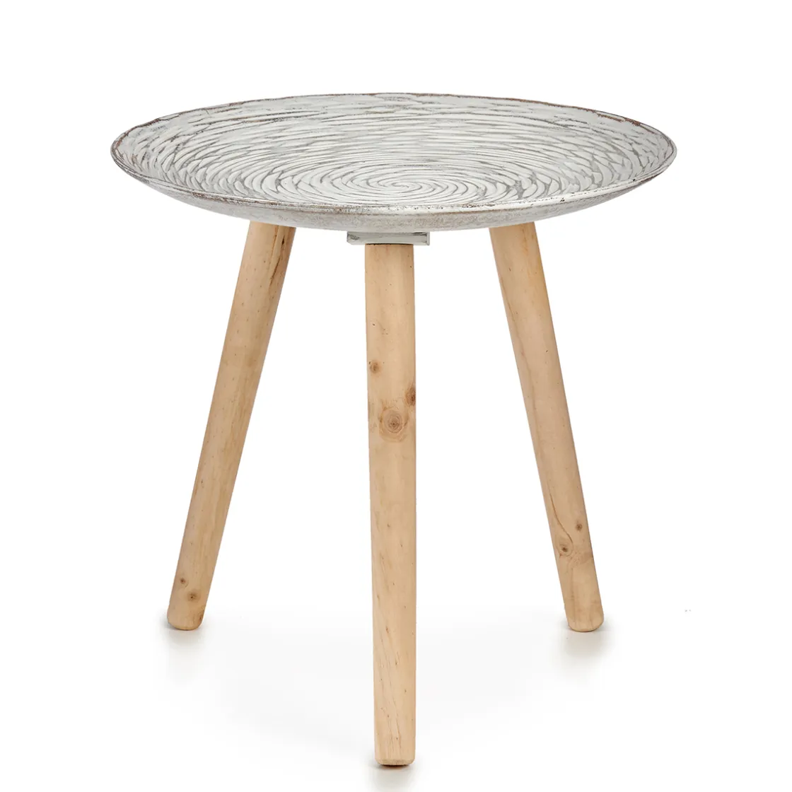 Mesas Bajas Y Auxiliares>Mesa auxiliar de madera tapa decoración espiral