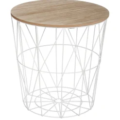 atmosphera Mesas Bajas Y Auxiliares|Estilo Industrial>Mesa Auxiliar Kumi De Mdf Metal 40x41Cm