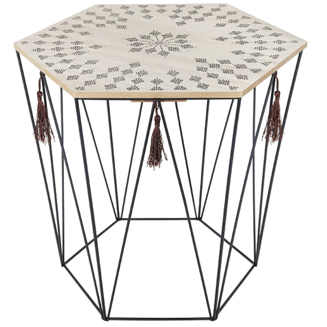 atmosphera Mesas Bajas Y Auxiliares|Estilo Étnico>Mesa Auxiliar Kumi De Mdf 43x40Cm