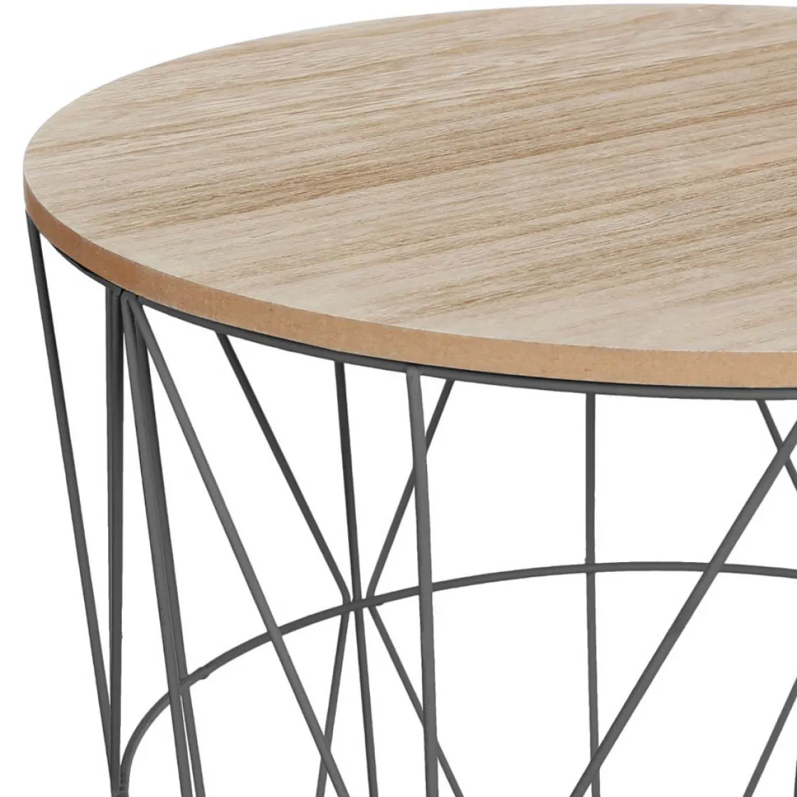 atmosphera Mesas Bajas Y Auxiliares|Estilo Industrial>Mesa Auxiliar Kumi Mdf/Metal 40x41Cm