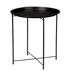 Mesas Bajas Y Auxiliares>Mesa de centro redonda negra de metal 47cm