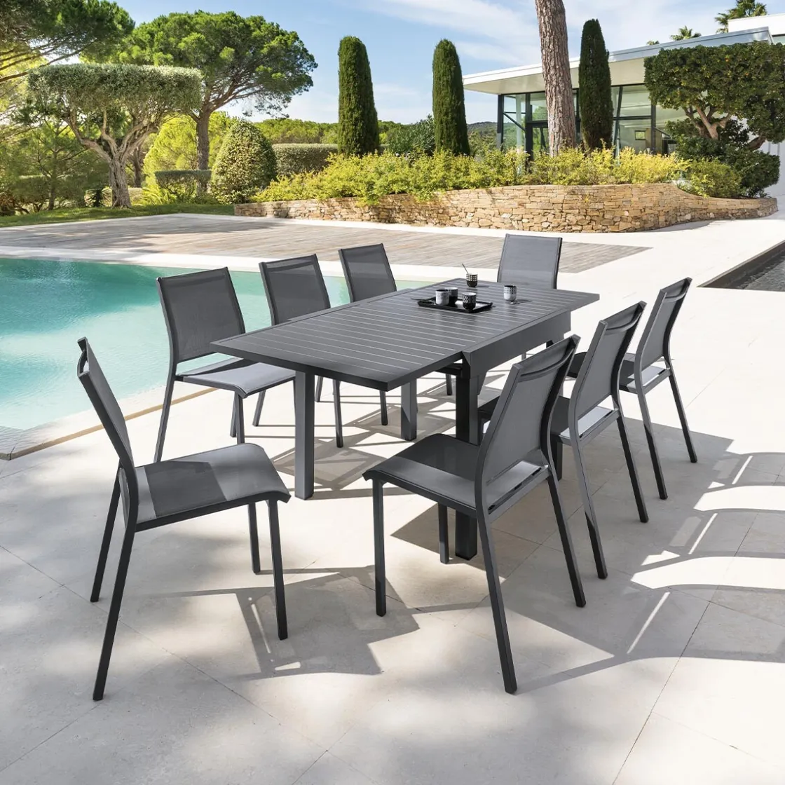 hespéride Mesas De Jardín>Mesa extensible PIAZZA gris graphite 90-180cm