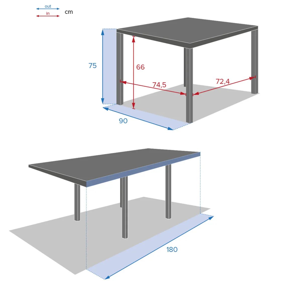 hespéride Mesas De Jardín>Mesa extensible PIAZZA gris graphite 90-180cm