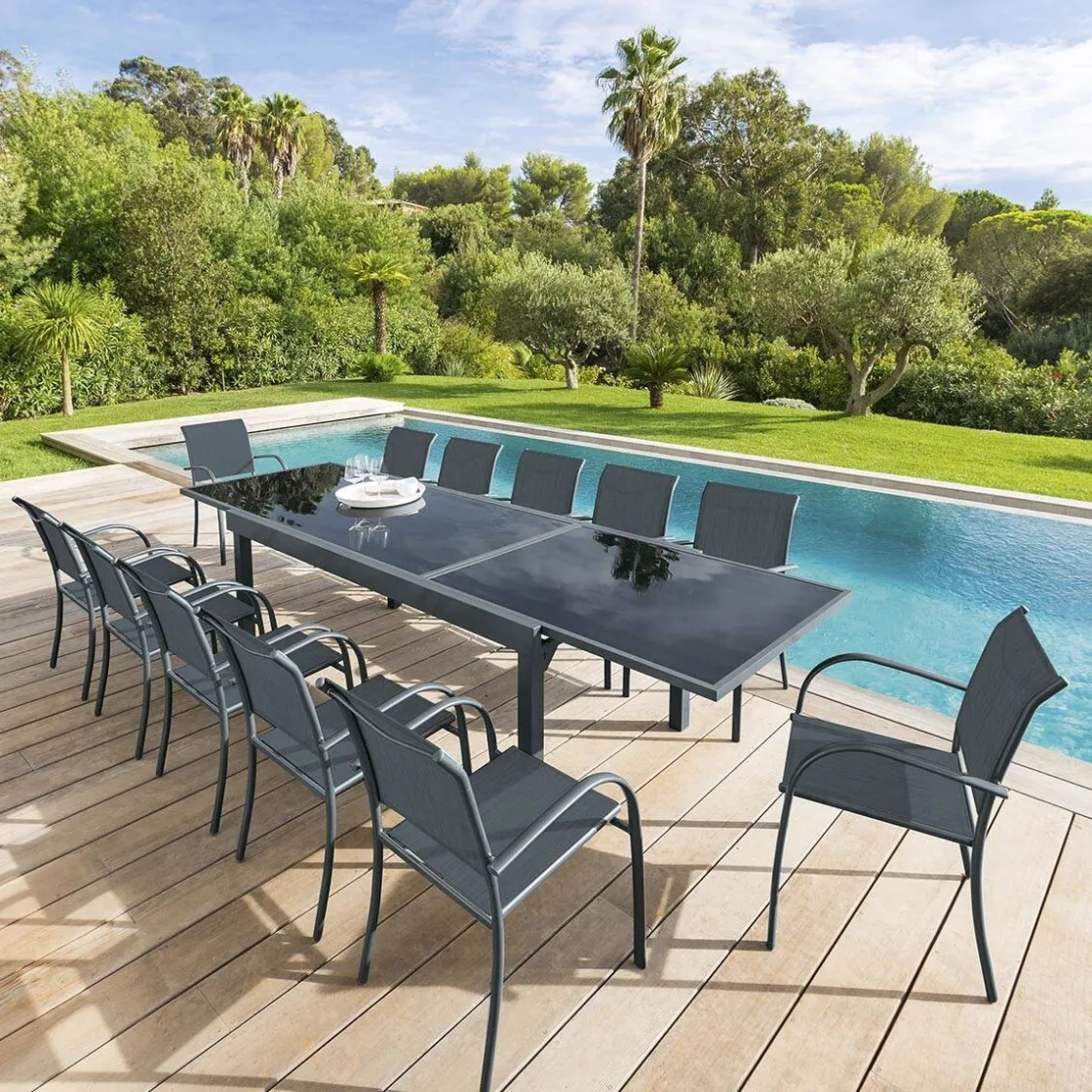 hespéride Mesas De Jardín>Mesa extensible PIAZZA gris graphite 200-320cm