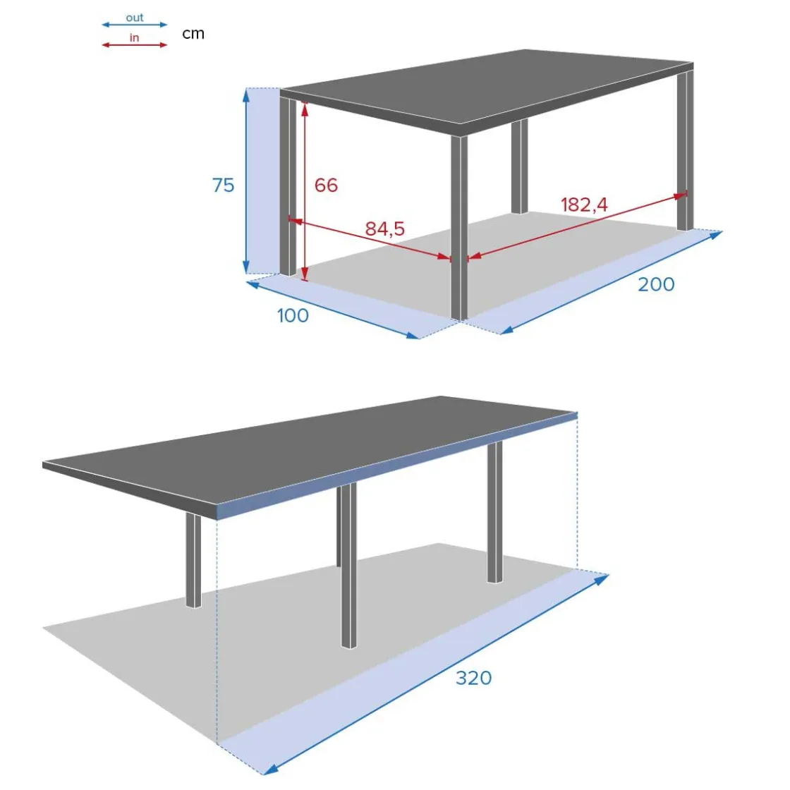 hespéride Mesas De Jardín>Mesa extensible PIAZZA gris graphite 200-320cm